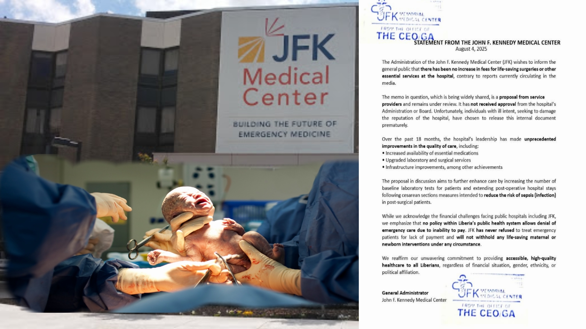 ‎JFK Breaks Silence After C-Section Fee Memo Triggers Public Outcry‎